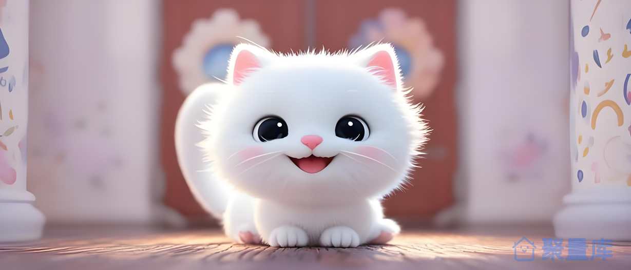 可爱小白猫。