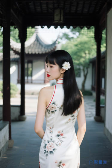 旗袍美女分镜头_背影