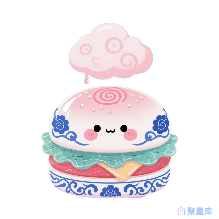 粉色汉堡青花瓷粉云服饰