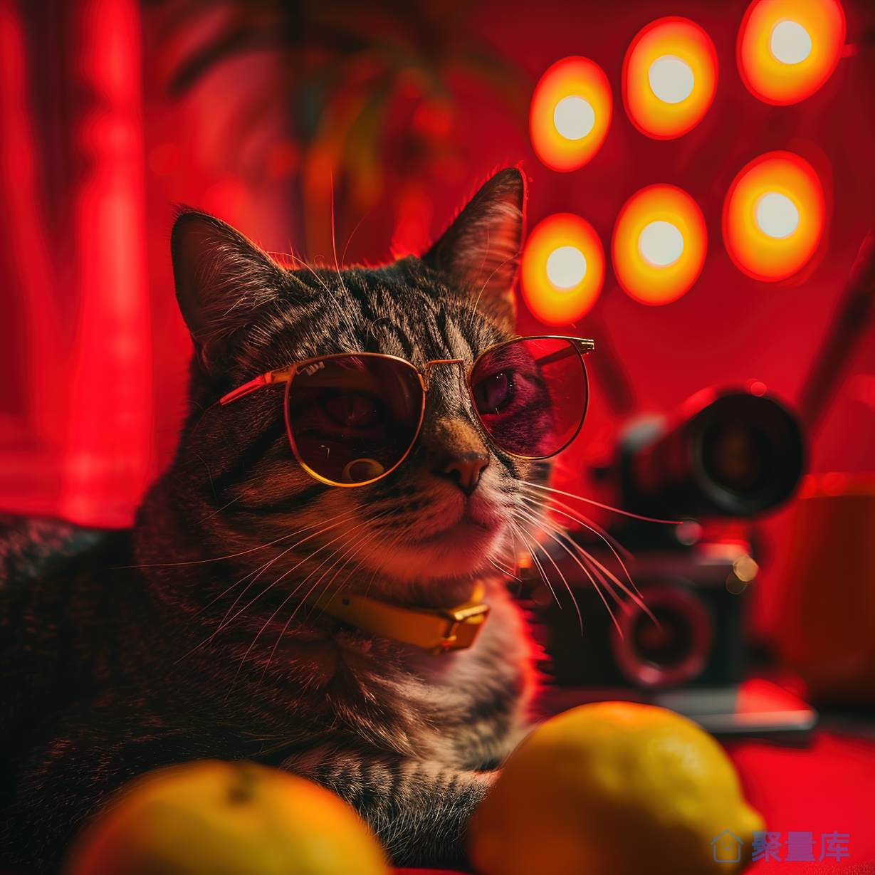 戴眼镜侧头的猫