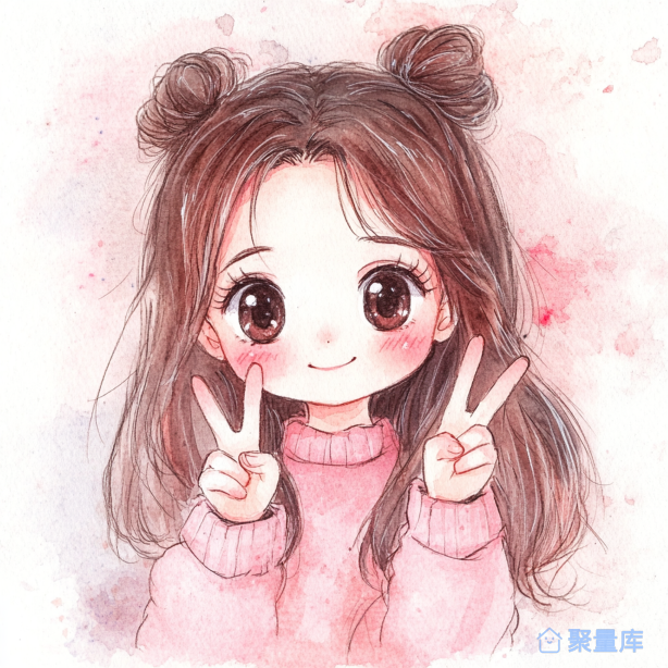 T恤印花图案: Q糖比心少女