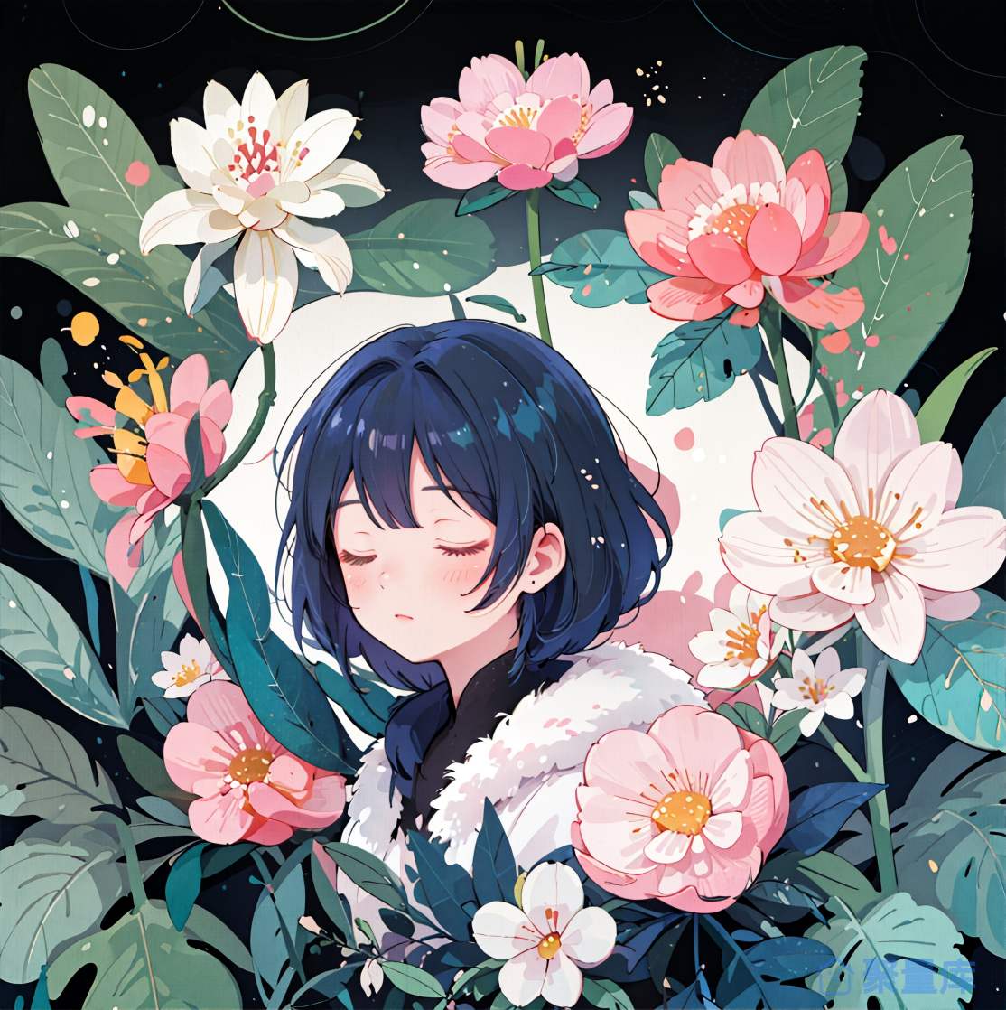 花丛中的少女