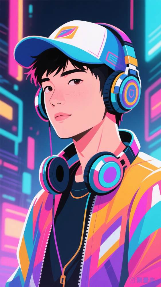 炫彩耳机少年