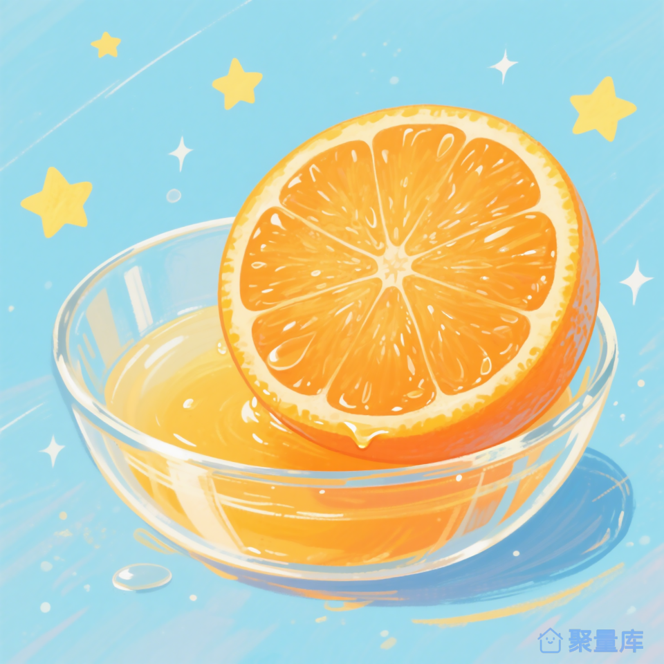 新鲜美味橙子水果星星垫插画