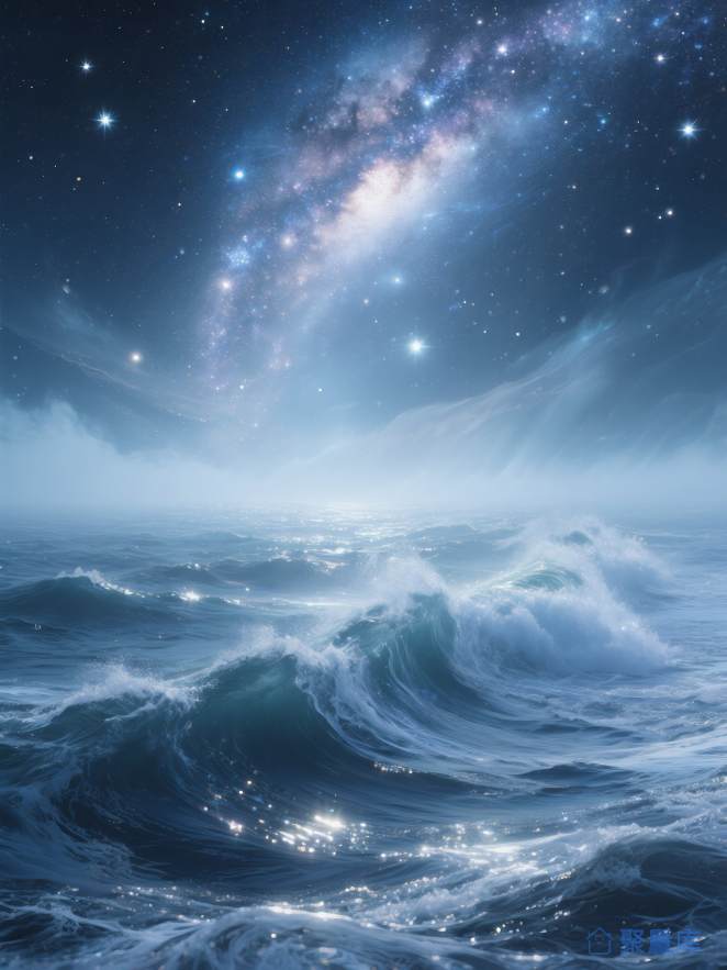 银河下的海浪