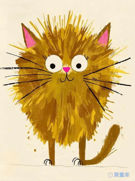 炸毛猫咪——简笔画插画