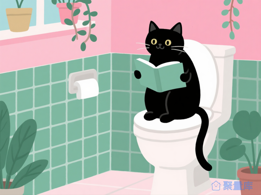 黑猫在厕所看书