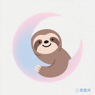 T恤印花：树懒抱月粉蓝渐变