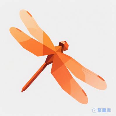 T恤印花：几何飞橙蜻蜓