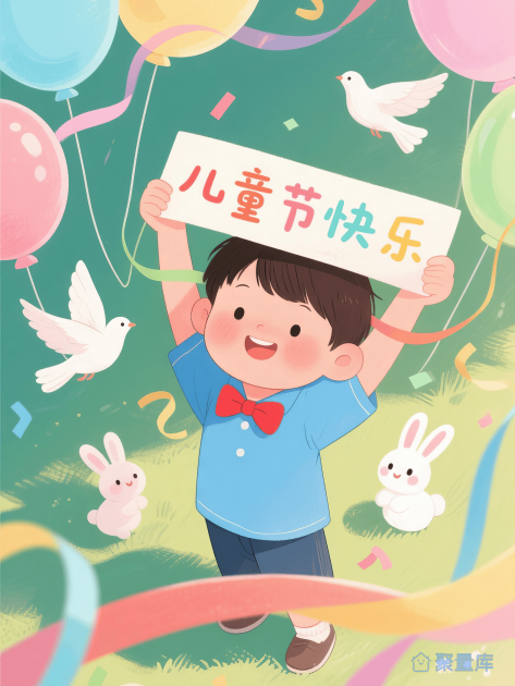 儿童节举牌的小男孩