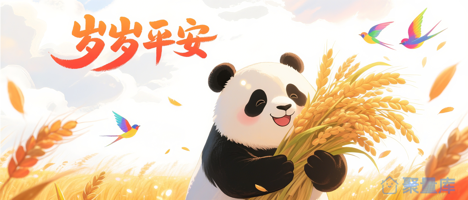 21:9唯美清新可爱 秋天丰收熊猫稻穗壁纸 手机壳鼠标垫印花图案