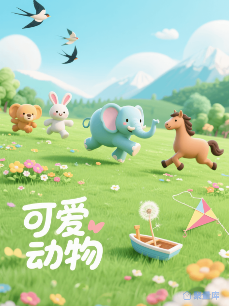 草地上的3D小动物