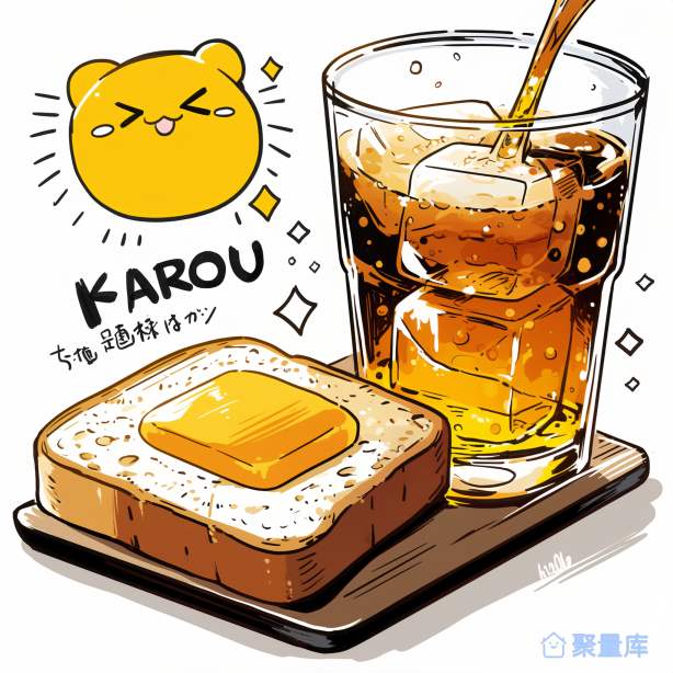 猫咪元气黄油吐司面包冰红茶早餐