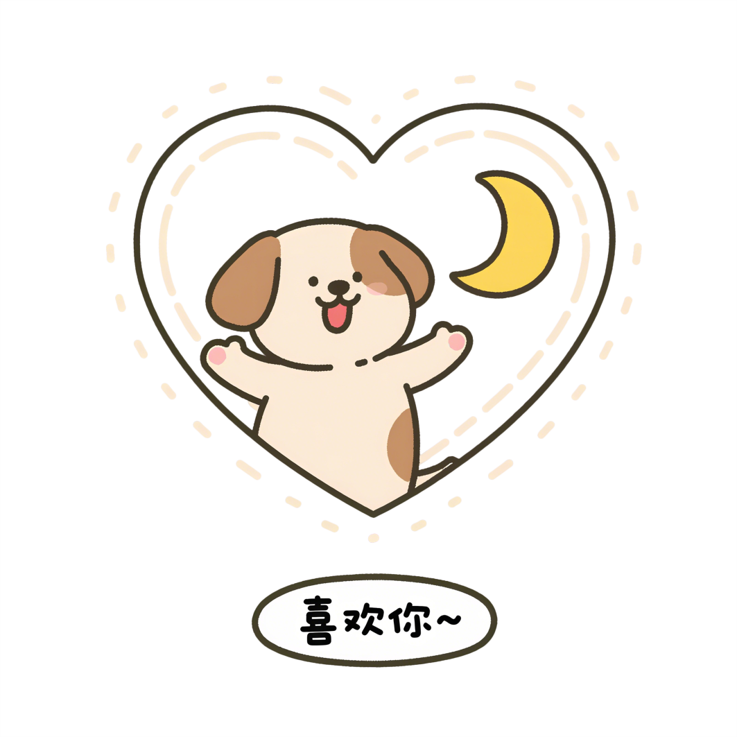 免扣高清 T恤印花图案 萌犬心月告白 插画 壁纸 手机壳