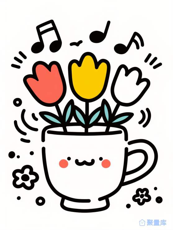 简笔画三朵小花郁金香
