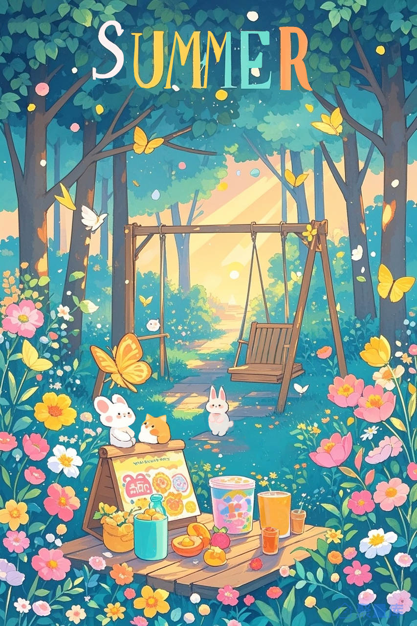 SUMMER夏日小场景插画