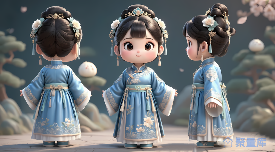 包子脸女孩三视图/三视图/文创