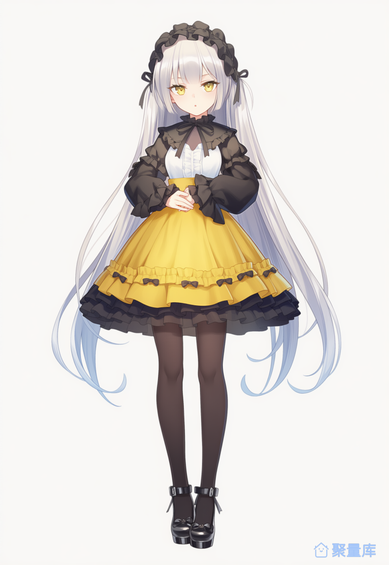 白毛二次元少女角色设计立绘