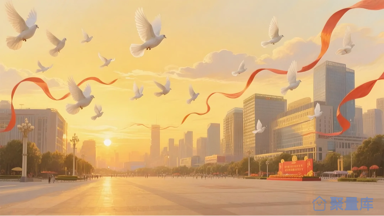 建党节的节日城市氛围背景