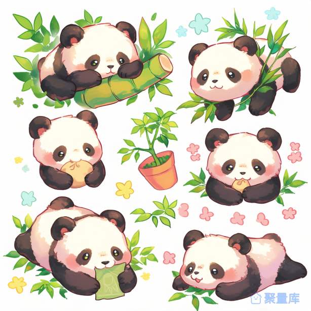 表情包可爱熊猫竹子