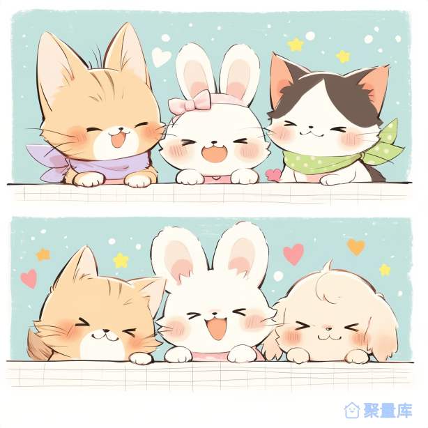 T恤图案猫狗兔可爱2例