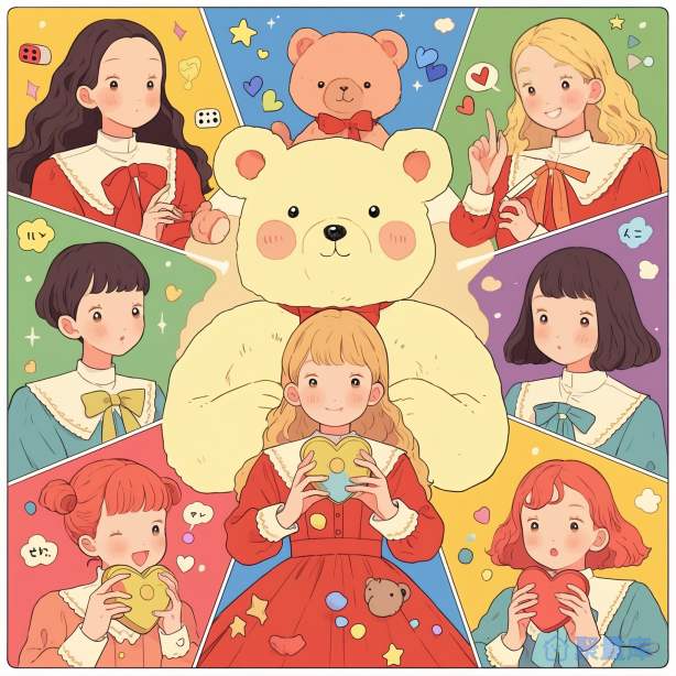 T恤图案女生们与白熊
