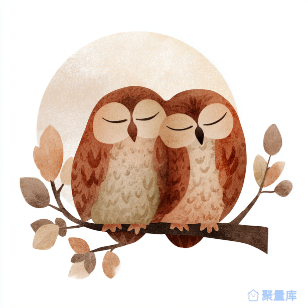 T恤印花图案：月下猫头鹰