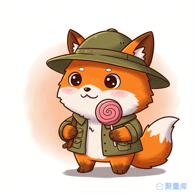 探险帽小狐狸和棒棒糖--T恤印花图案