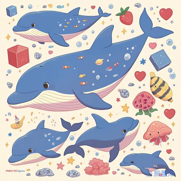 T恤图案鲸鱼海豚海洋生物