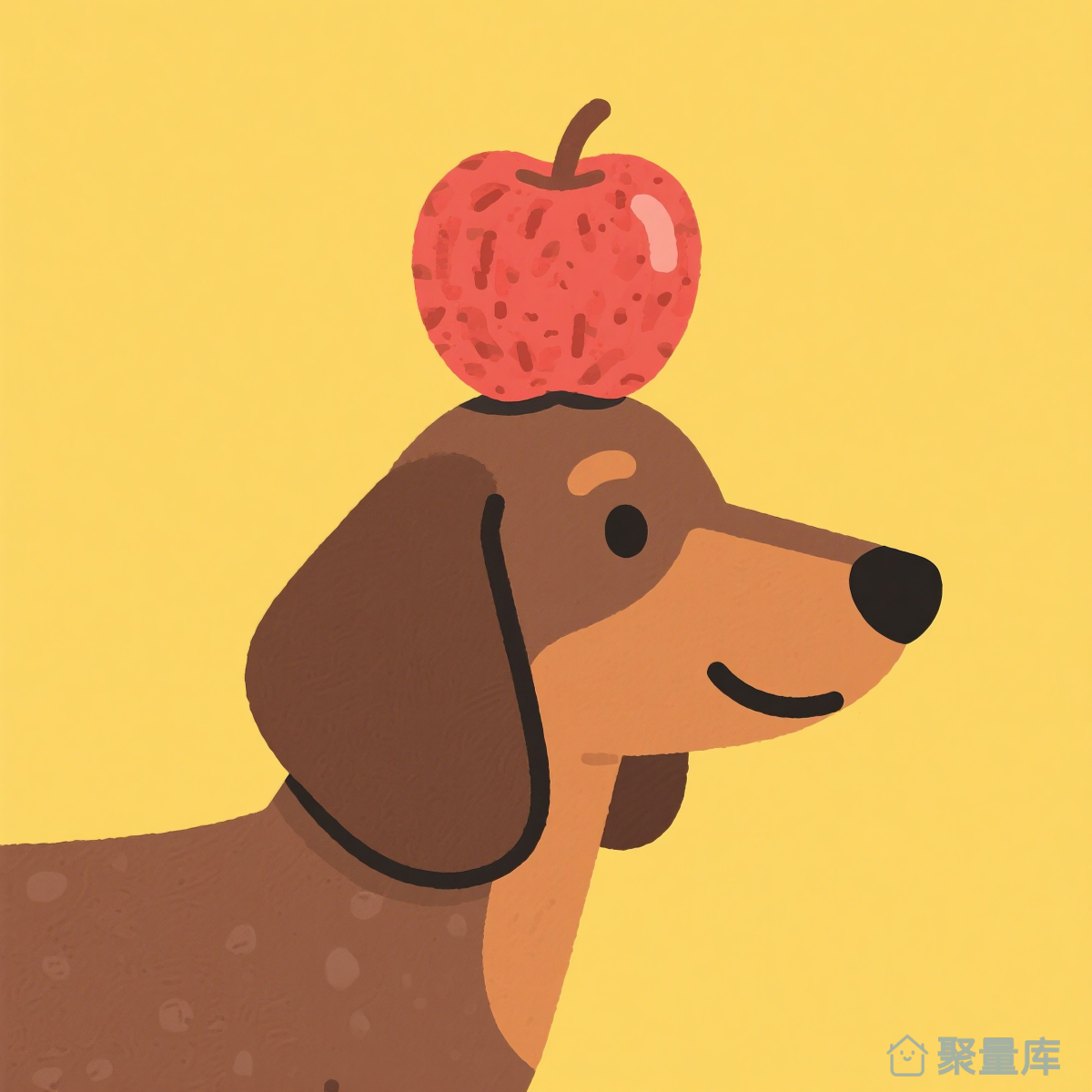 顶苹果的腊肠狗
