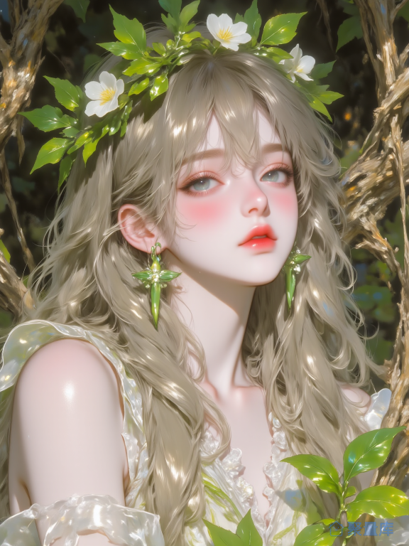 🌿绿叶耳坠森林精灵配繁花