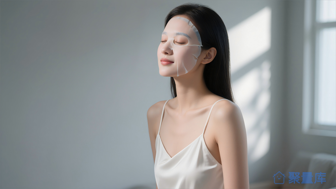 美女面膜水润呵护下的宁静时光