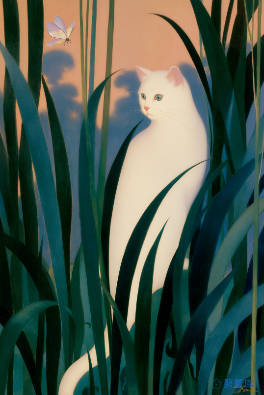 数字油画-猫隐繁荫（三）