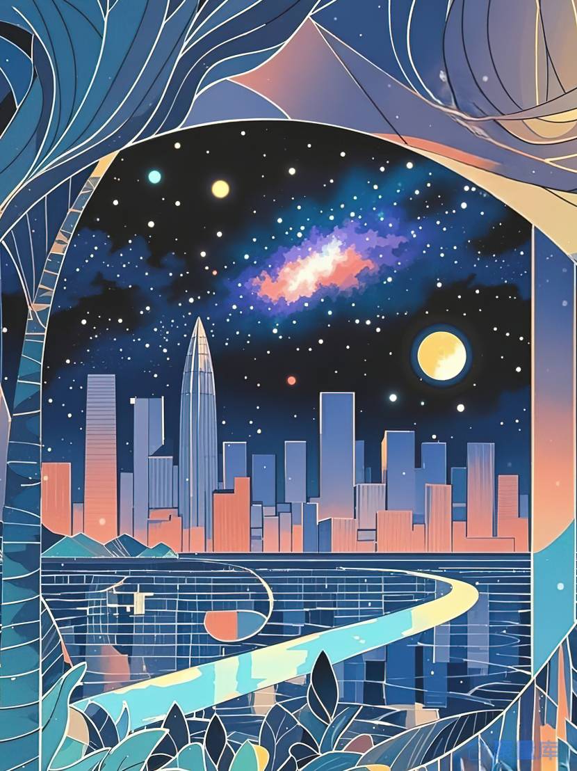 《城市星河夜》绘本插画 / T 恤印花 / 装饰画 梦幻都市风景