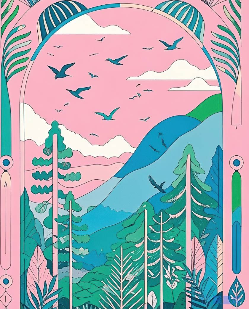 《粉黛山河：治愈系自然窗景》