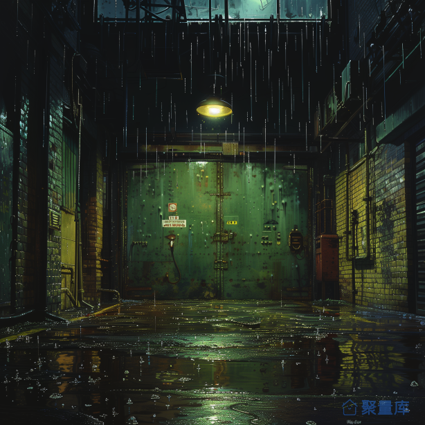 雨夜工厂大门