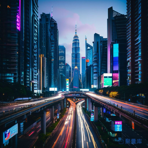 霓虹织就的夜幕