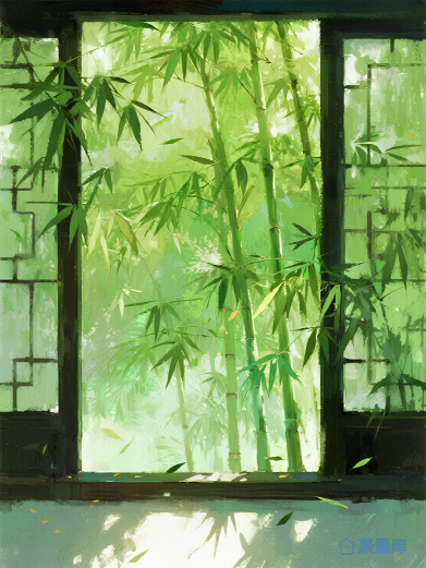 小说底图，窗竹，古风小院