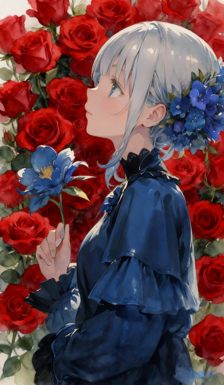 花影下的少女