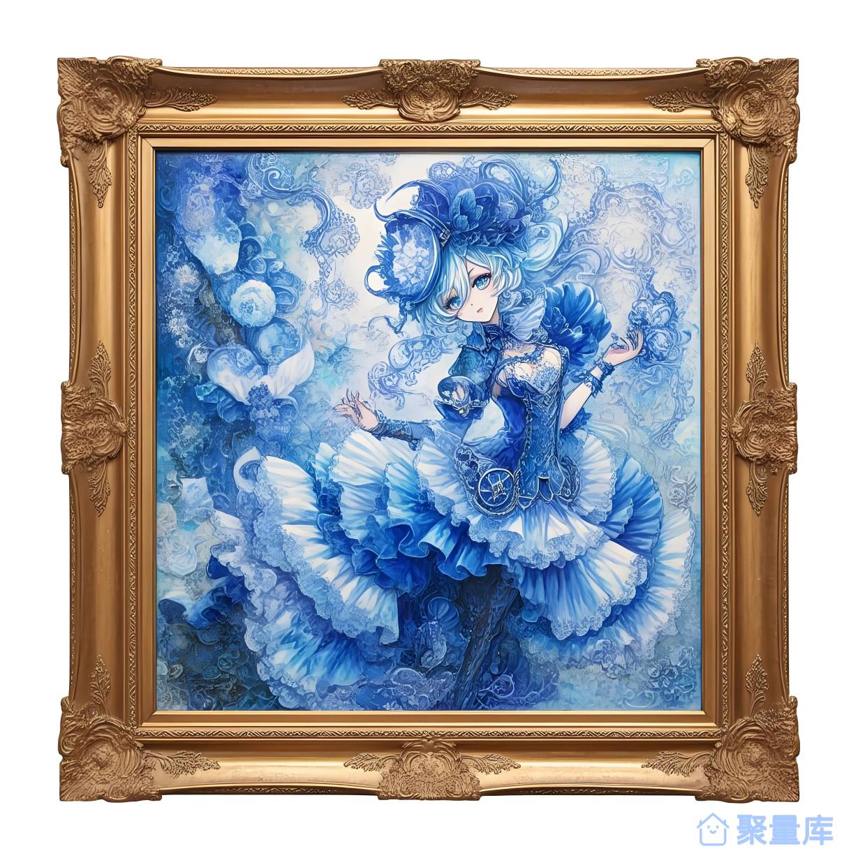 卡通风女孩少女公主华丽场景插画素材