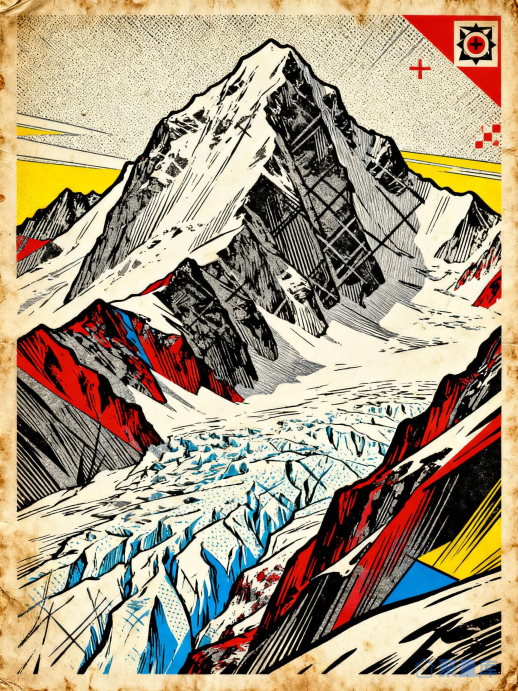 雪山钢笔画