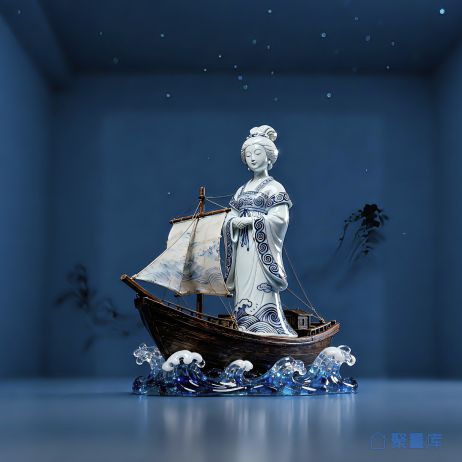 青花瓷人偶模型