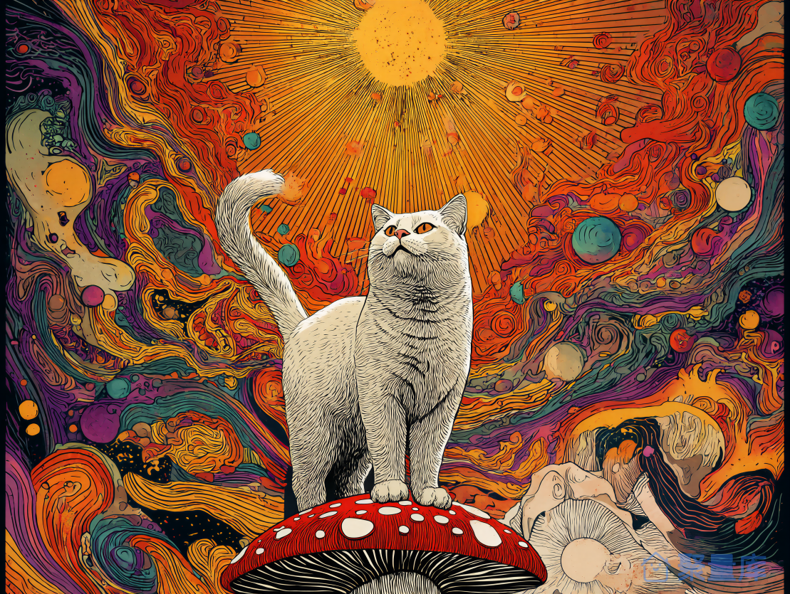 猫  日光 日空 线稿 手绘风