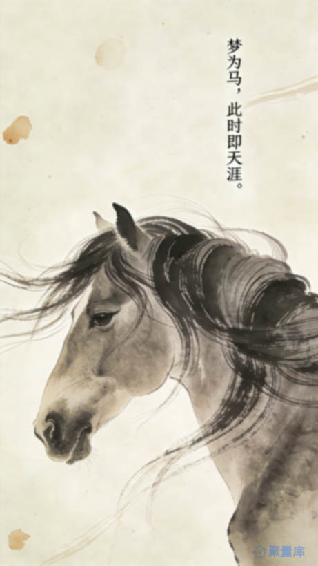 水墨意境中梦为马的骏马图
