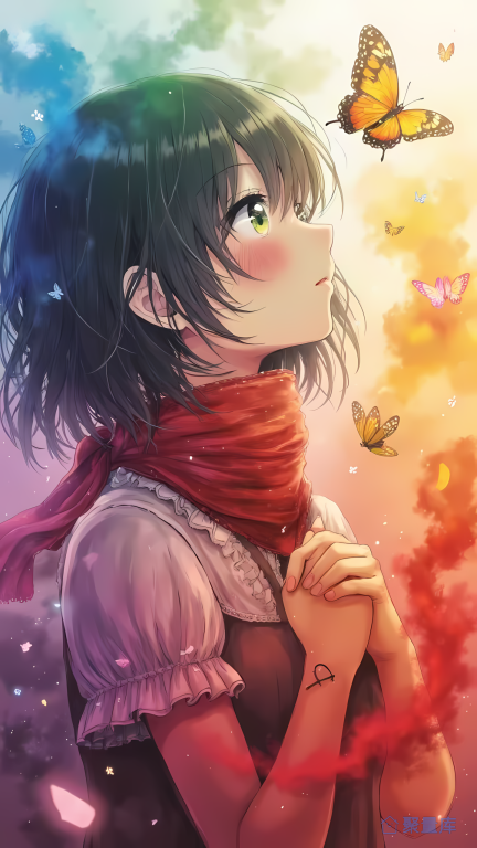 烟雾红布蝴蝶少女
