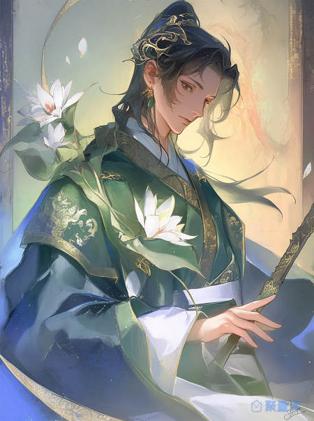绿衣服古风美男