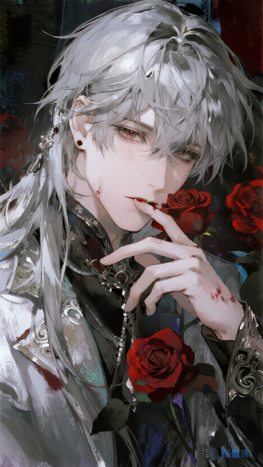 白发，玫瑰，双男主，封面底图
