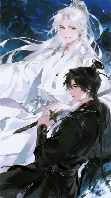 黑白CP，双男主，古言，封面，底图