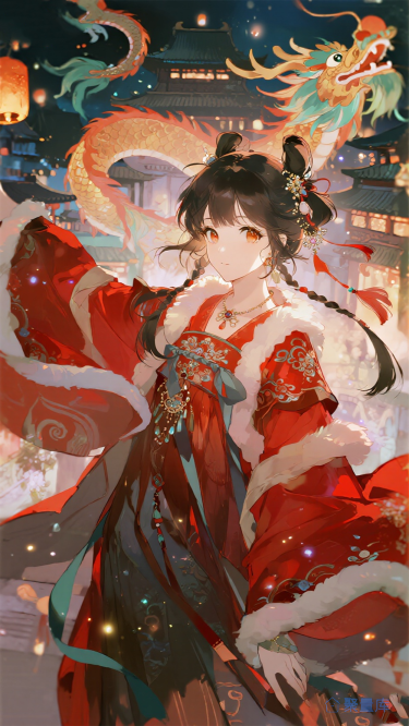 红衣少女，一夜鱼龙舞，封面底图