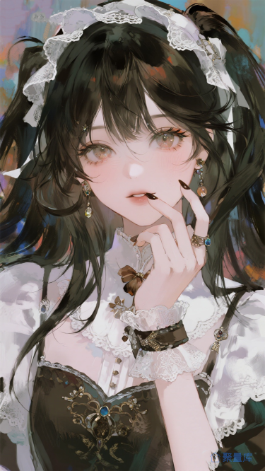 可爱少女，黑发，长发，封面，底图